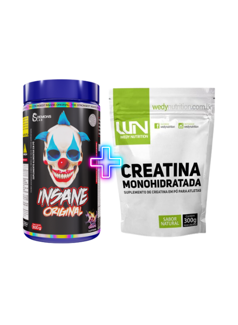 combo insane original 300g creatina refil 300g grape
