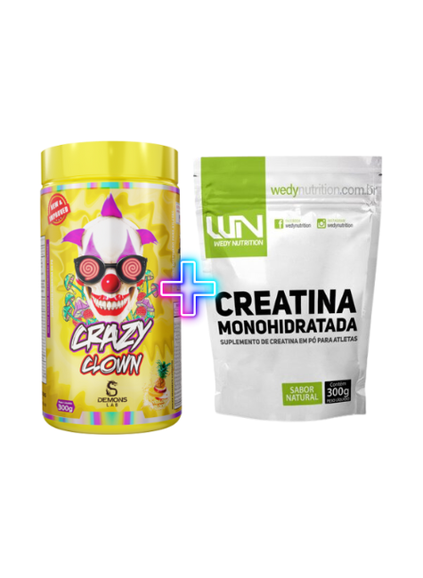 combo 1 crazy clown 300g 1 creatina refil 300g yellow blood