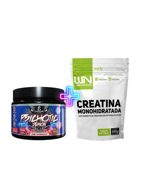 combo 1 psichotic demon black 150g 1 creatina refil 300g fruit punch