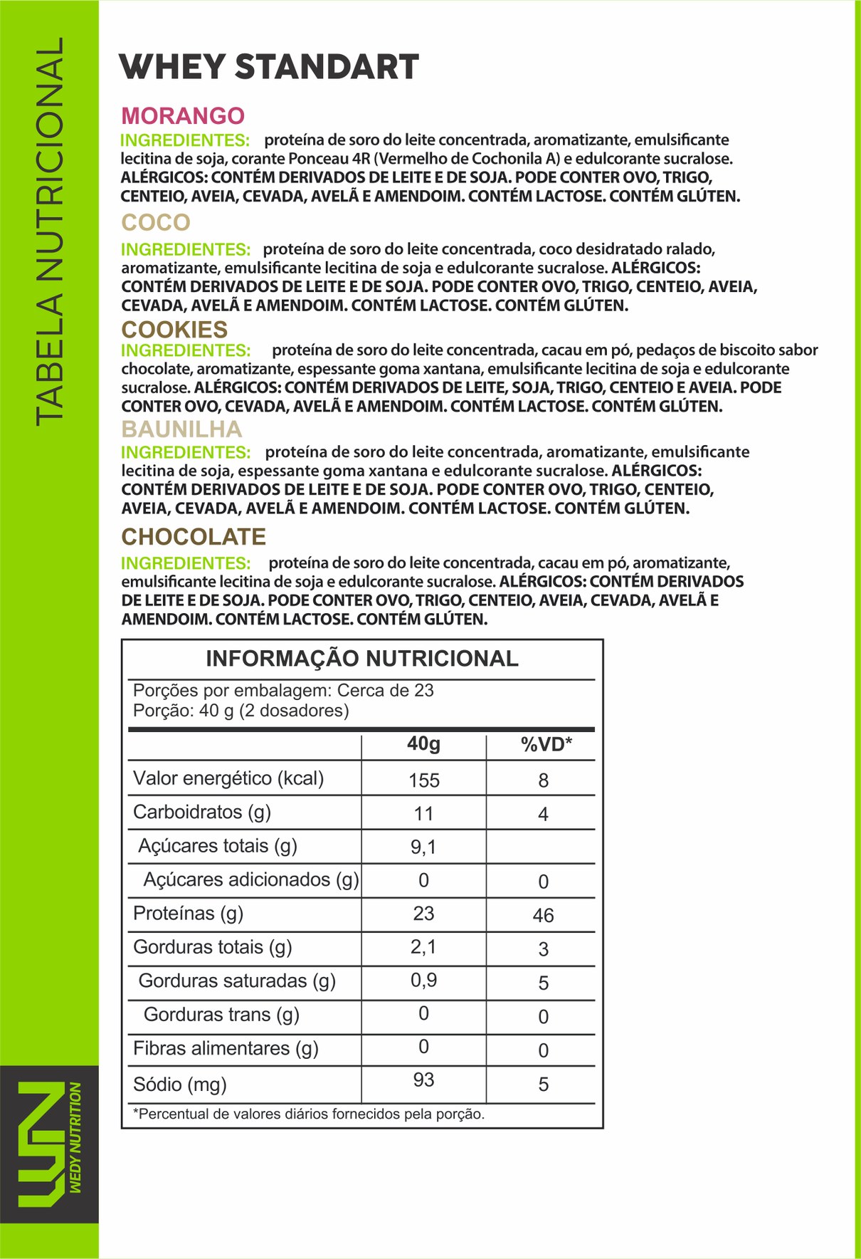 whey standart sabores