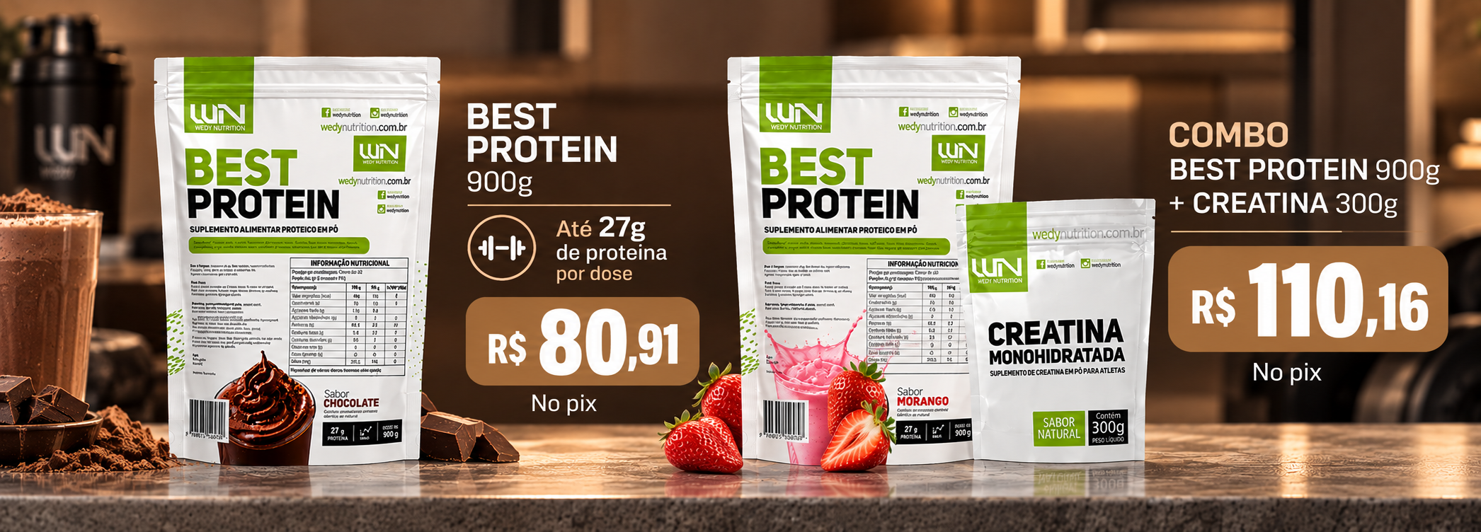 banner promocional best protein e combo creatina
